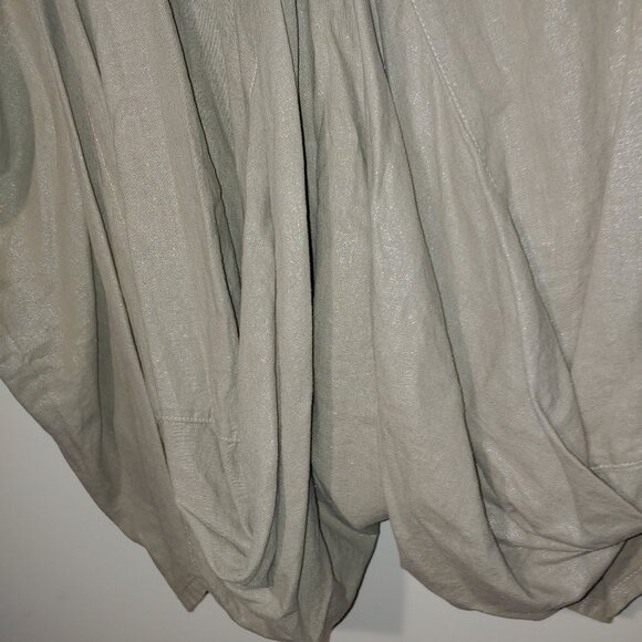 YaelOrgad Linen Blend Draped Wide Harem Convertable Pants Shimmer Cream M - Picture 7 of 8